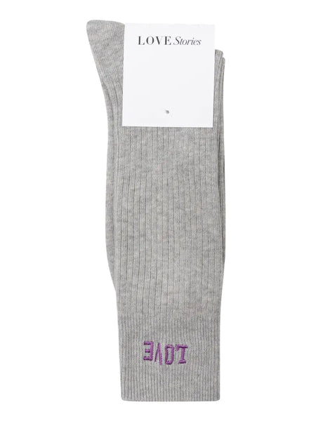 Love Stories Rib Socks - Grey