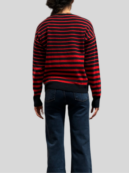 Chiara Bertani blue-red striped sweater