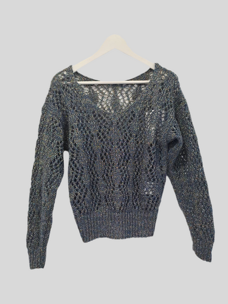 Chiara Bertani blue lurex sweater