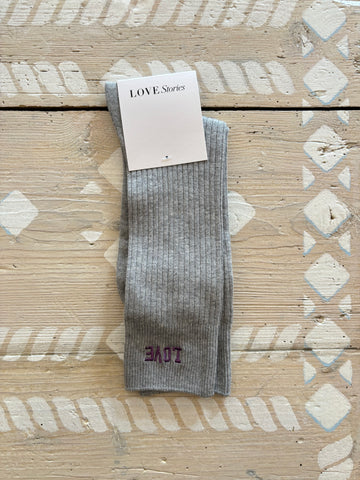 Love Stories Rib Socks grey