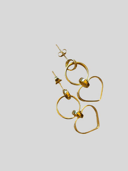 SeeMe gold hoop and heart earrings