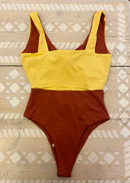 Mimi à la Mer Pola yellow and burnt swimsuit