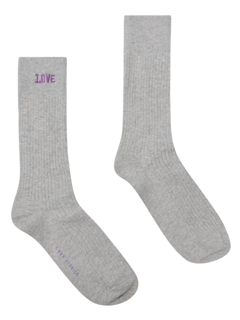 Love Stories Rib Socks - Grey