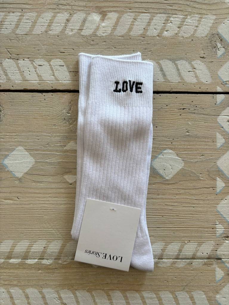 Love Stories Rib Socks Off White