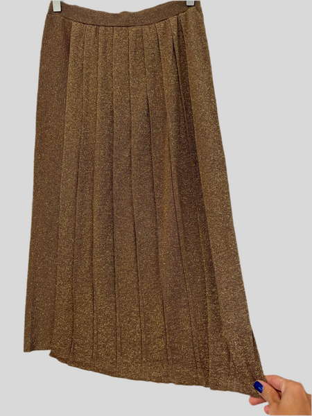 Chiara Bertani gold lurex skirt