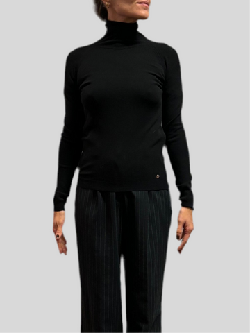 Flirt black viscose turtleneck sweater