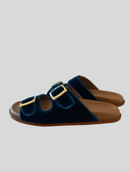 SPECIAL PRICE * Lanapo Follonica teal green velvet sandals