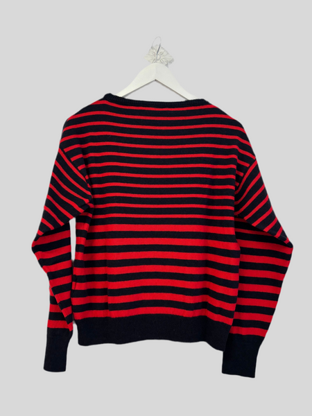 Chiara Bertani blue-red striped sweater