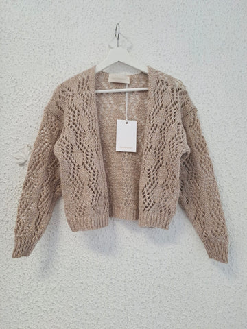 Chiara Bertani beige lurex cardigan