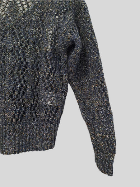 Chiara Bertani blue lurex sweater