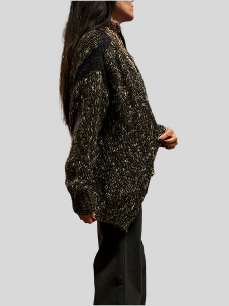 Chiara Bertani melange brown long cardigan