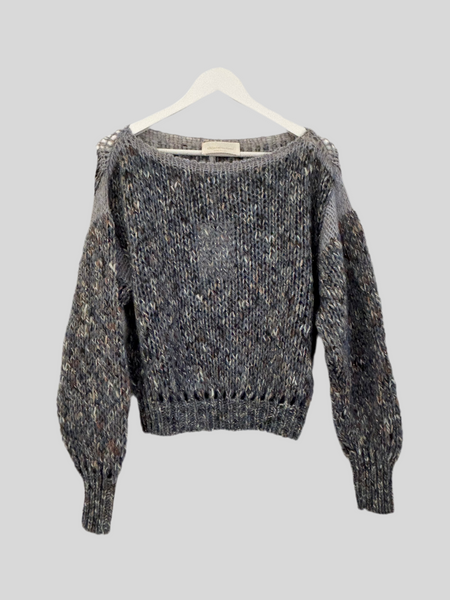 Chiara Bertani melange blue sweater