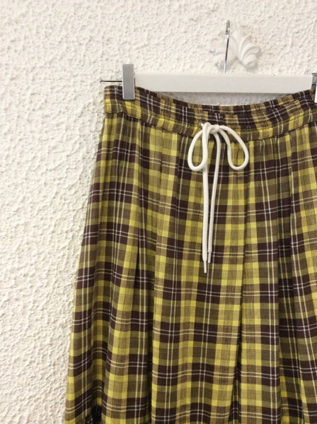 Tela long tartan linen skirt