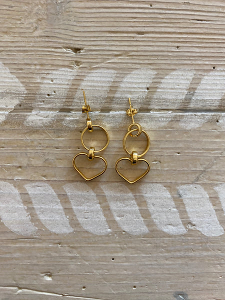 SeeMe gold hoop and heart earrings