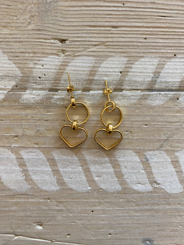 SeeMe circle and heart gold earrings
