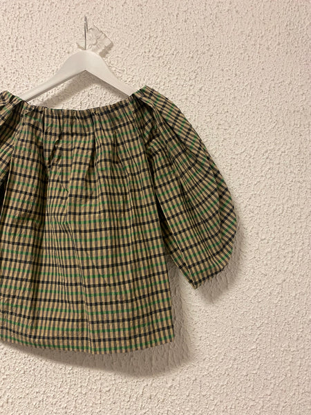 SPECIAL PRICE * Tela beige green check blouse