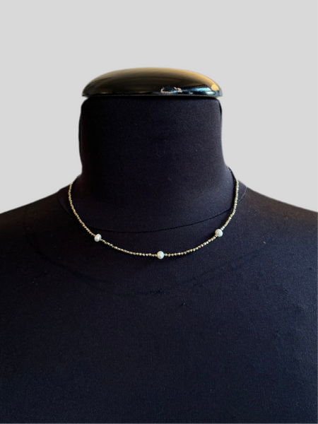 Collana Emmevi tre perle ematite grigia