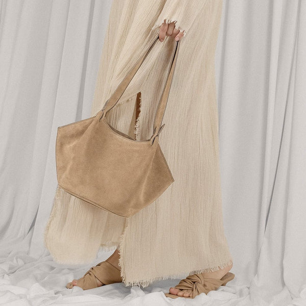 Borsa Maestoso Shell mini beige suede