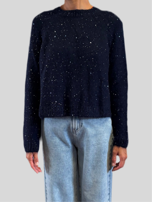 Maglione Flirt blu paillettes