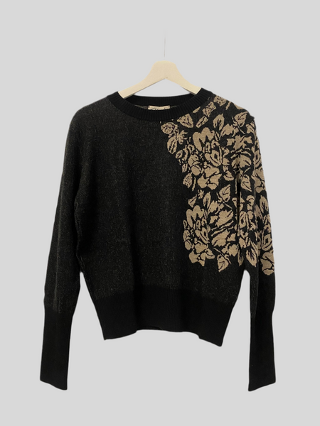 Maglione Flirt jacquard fiori spalla