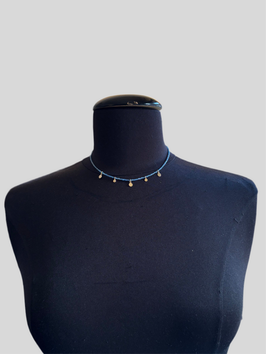 Collana Emmevi agata azzurra e medagliette