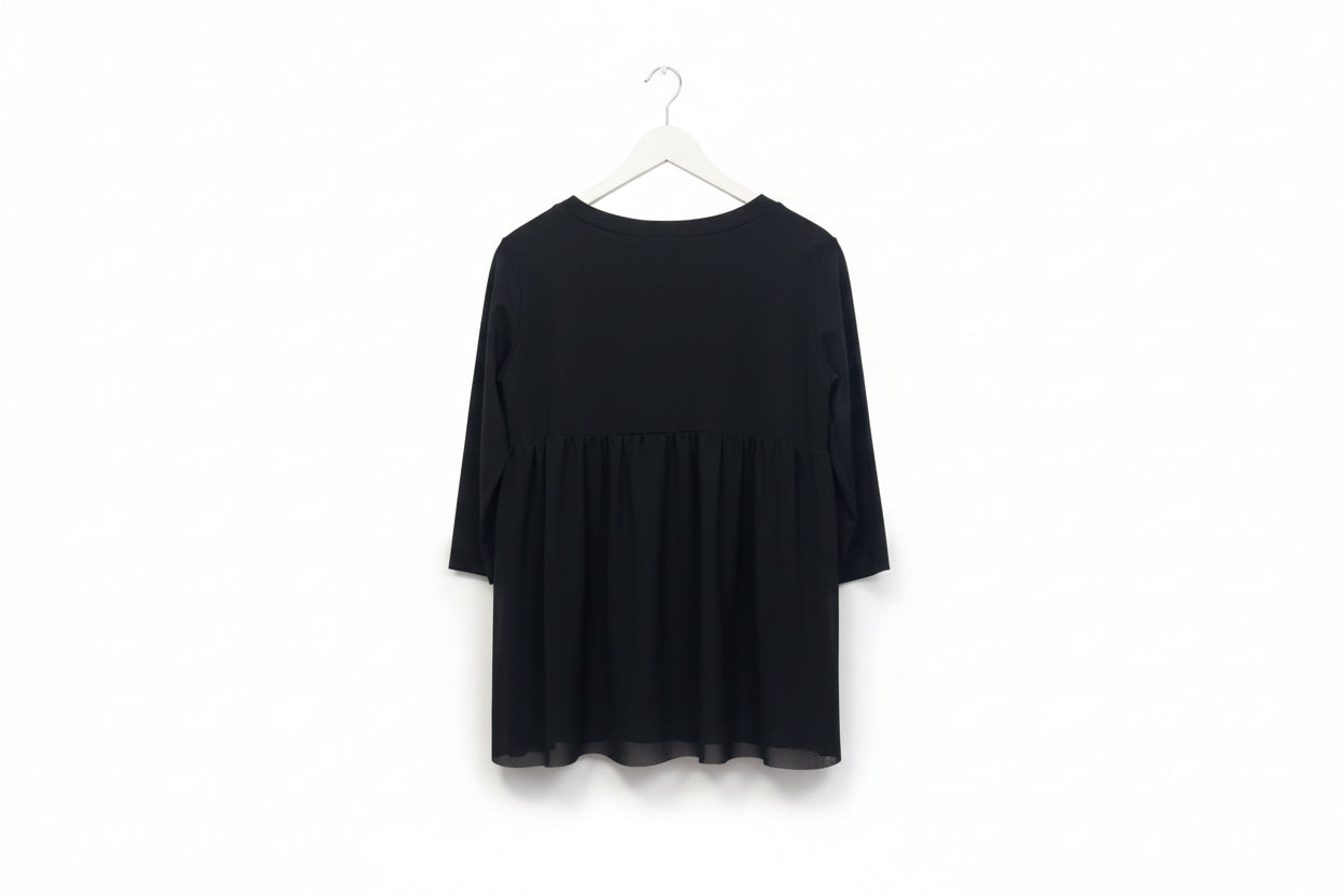 T-shirt Flirt nera retro georgette