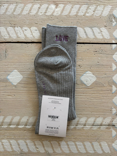 Calze Love Stories Rib Socks grey