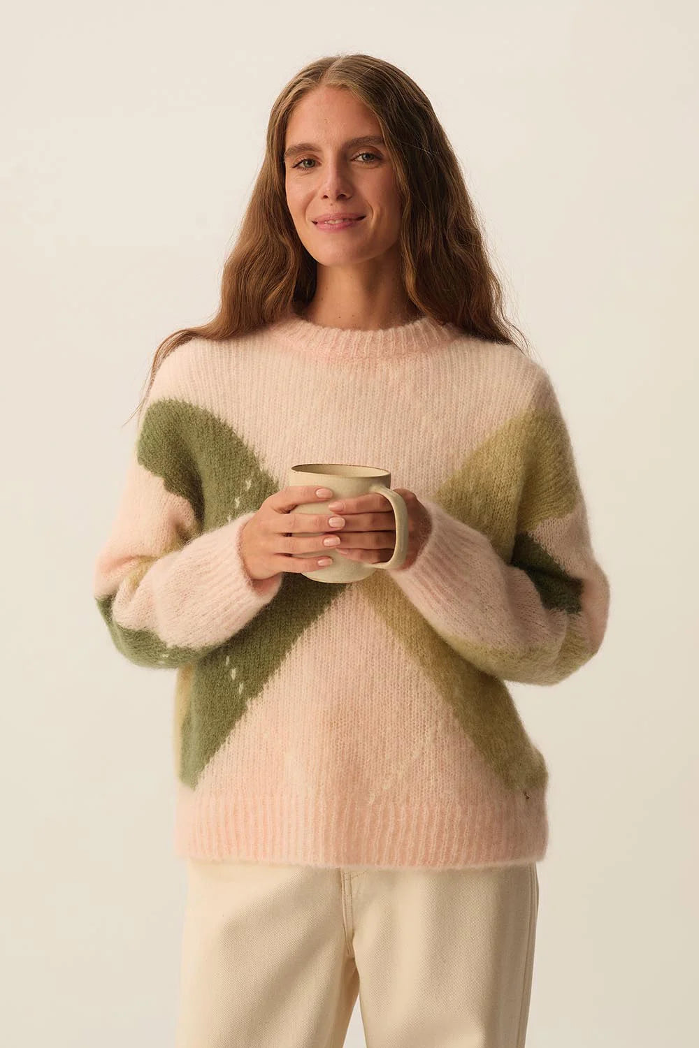 Maglione Des Petits Hauts Bretzel argyle poudre