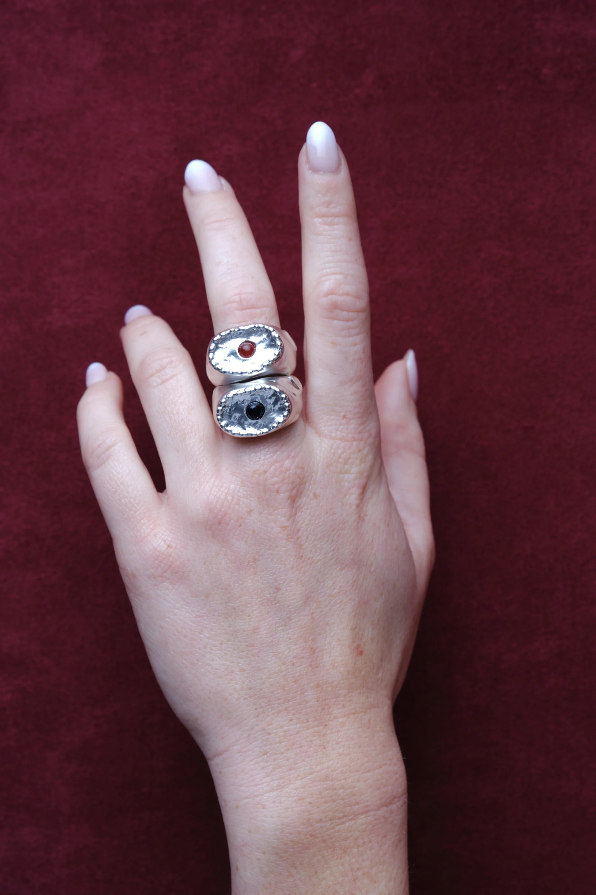 Anello Outerin Antique Ring Red Silver