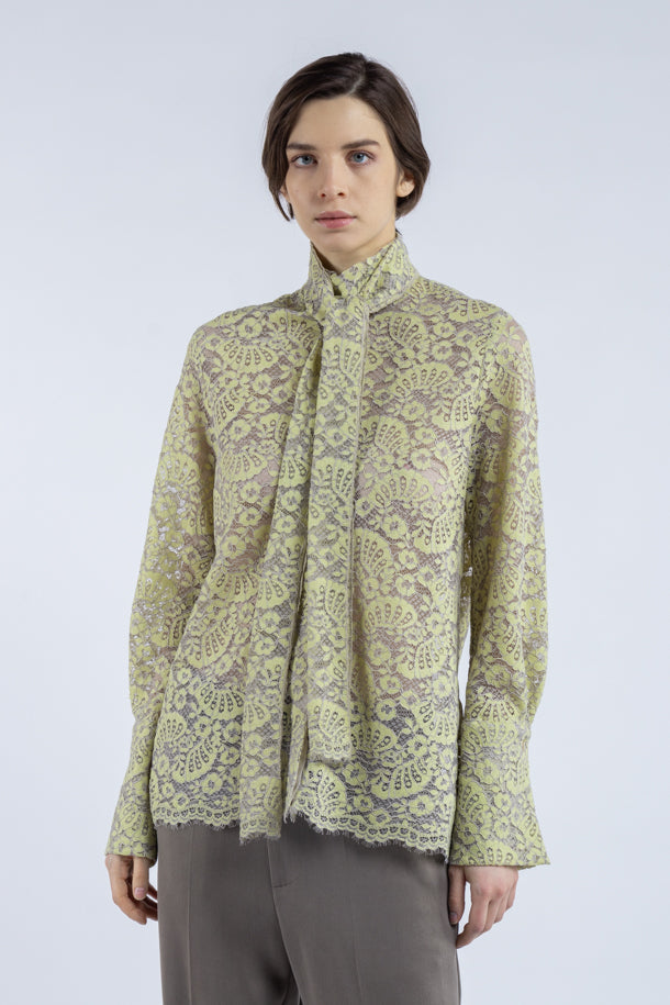 Camicia Phisique Du Role in pizzo nonna Amelia lime beige