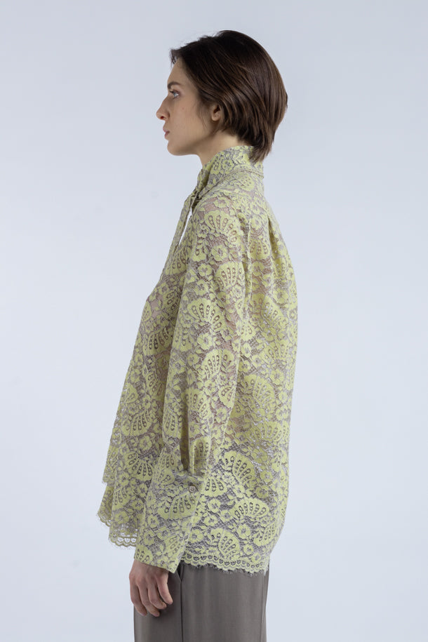 Camicia Phisique Du Role in pizzo nonna Amelia lime beige