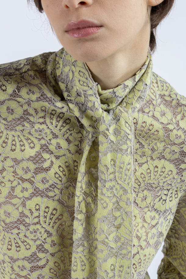 Camicia Phisique Du Role in pizzo nonna Amelia lime beige