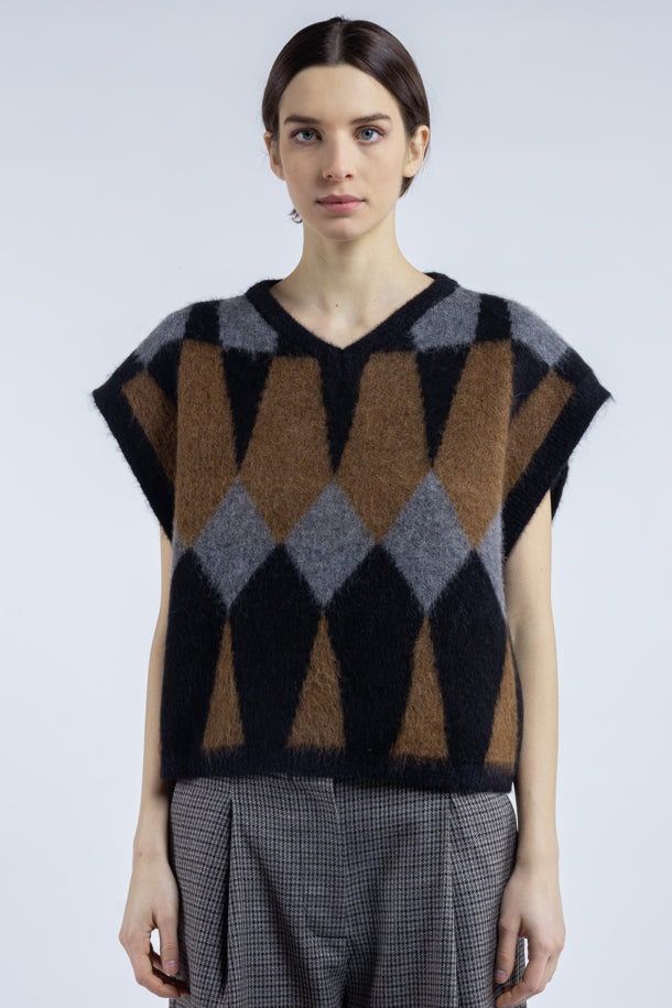 Gilet Phisique Du Role jacquard geometrico