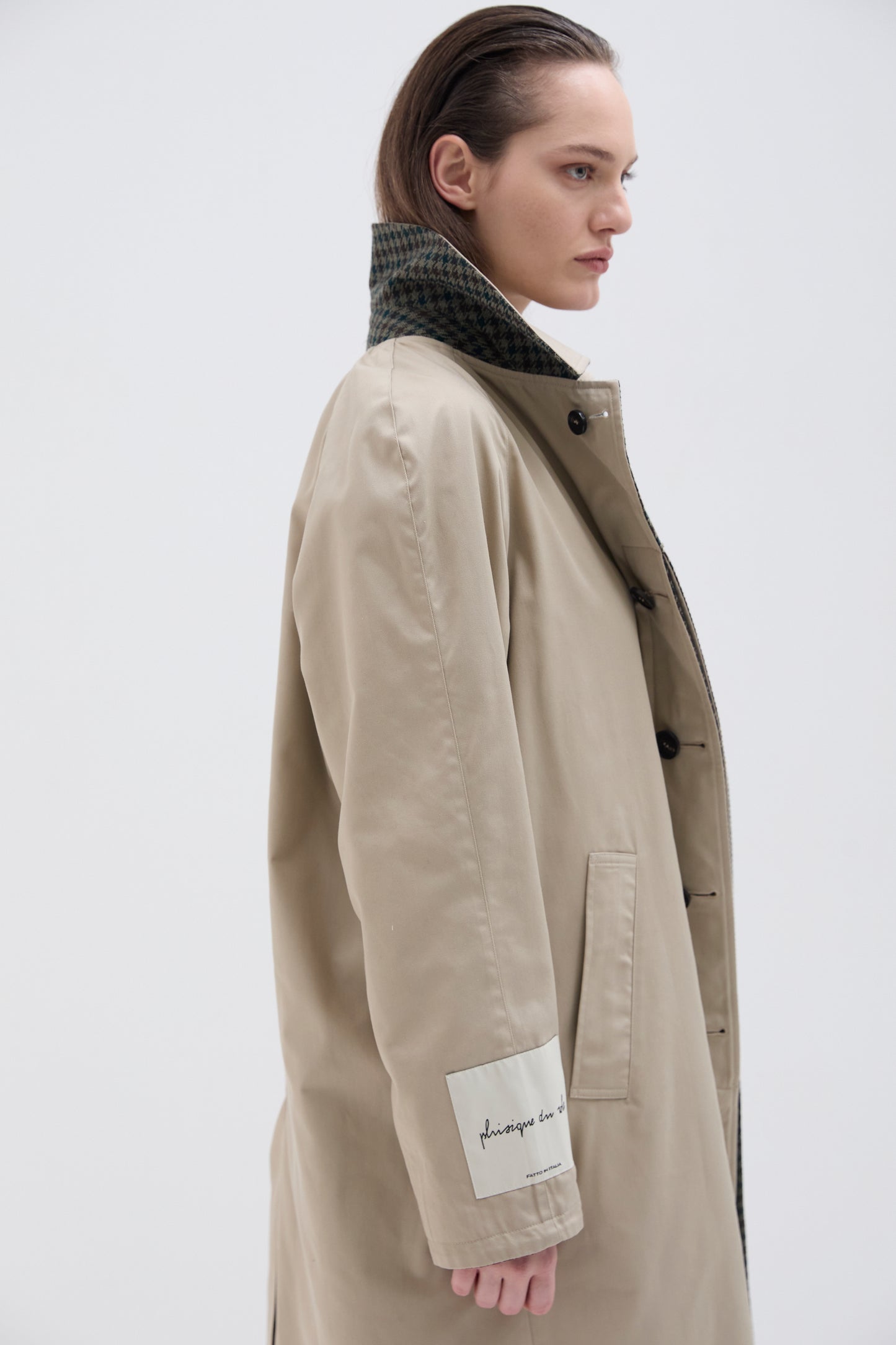 Cappotto Phisique Du Role reversibile pied de poule green