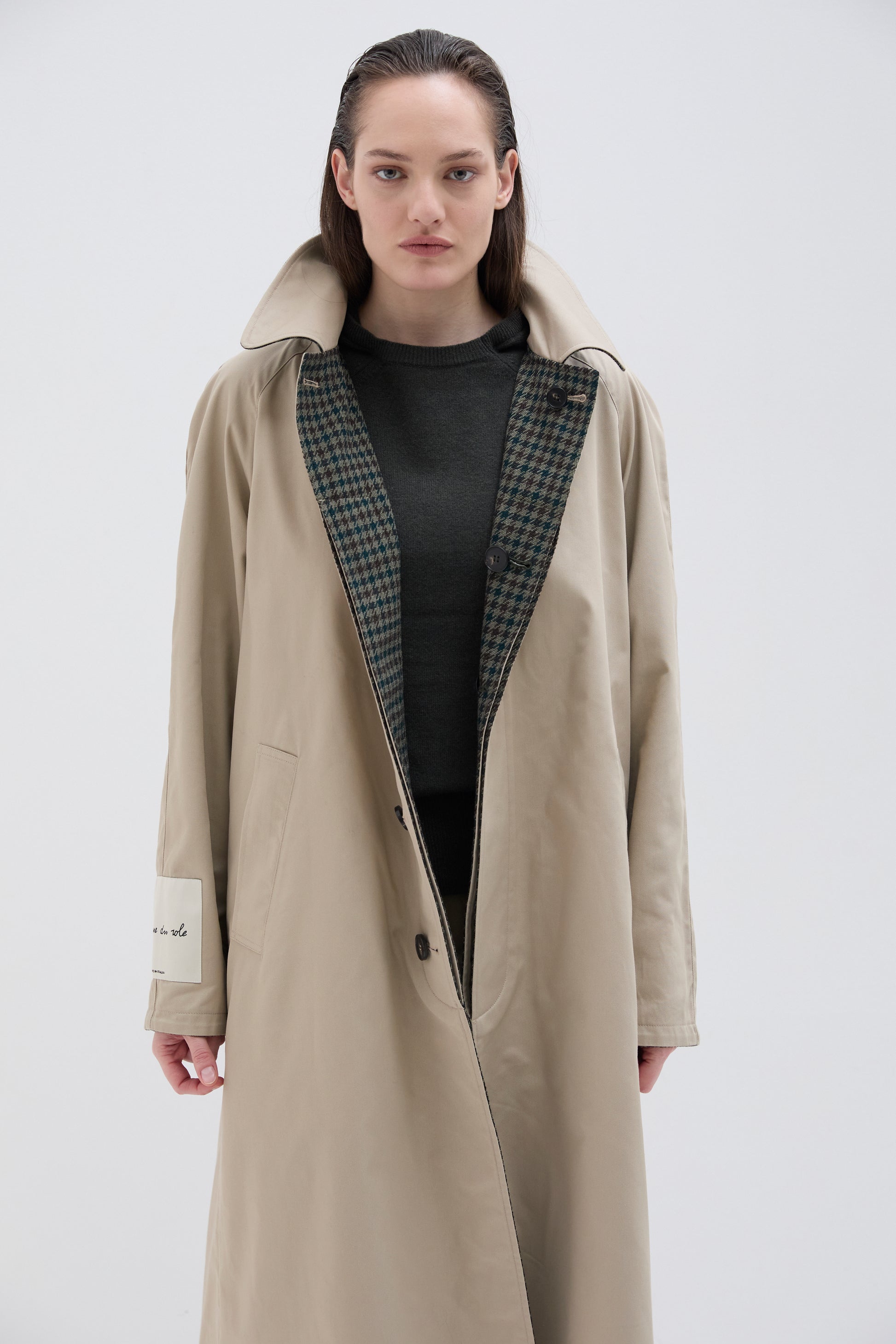 Cappotto Phisique Du Role reversibile pied de poule green