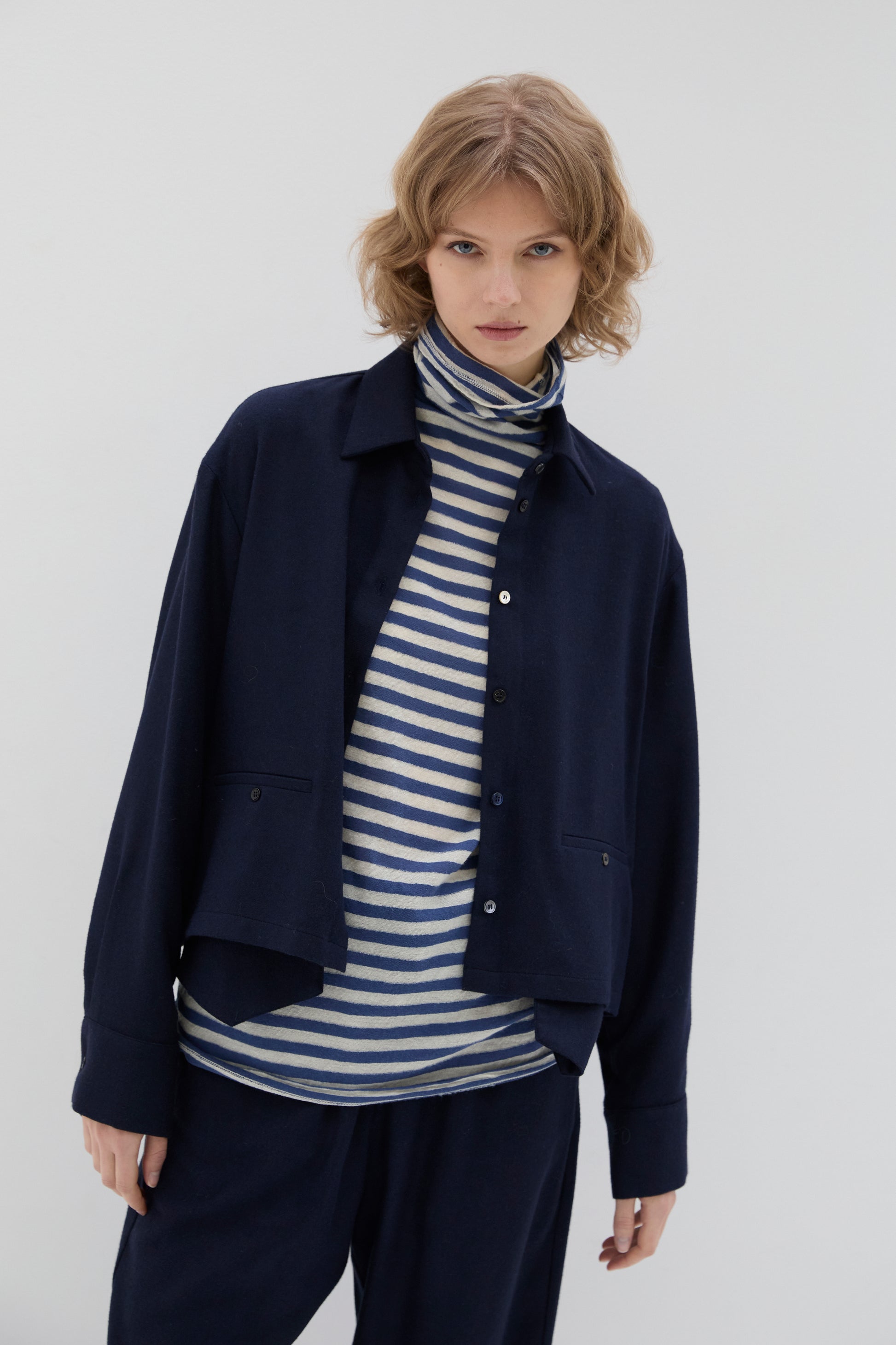 Maglia Phisique Du Role dolcevita a righe blue jeans