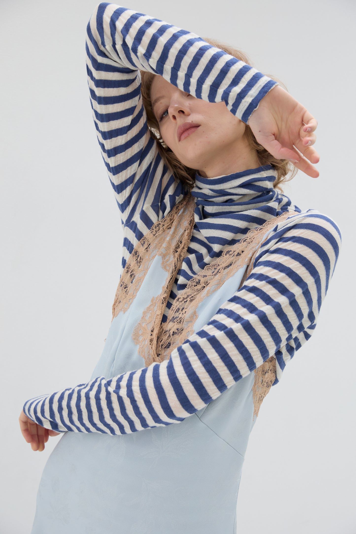 Maglia Phisique Du Role dolcevita a righe blue jeans