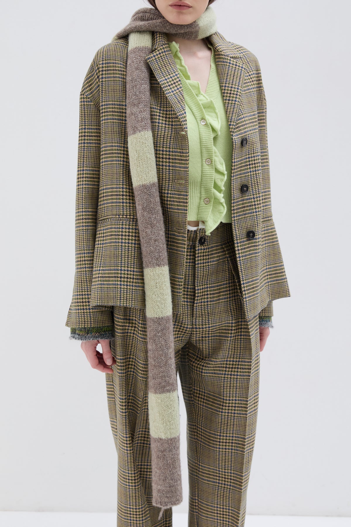 Sciarpa Phisique Du Role righe green tea + beige