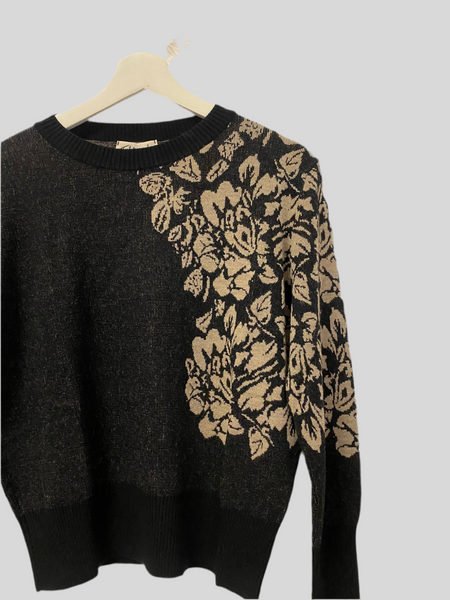 Maglione Flirt jacquard fiori spalla