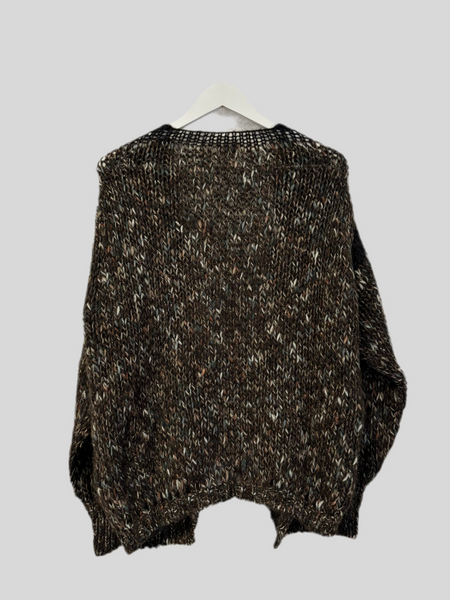 Cardigan Chiara Bertani lungo melange marrone