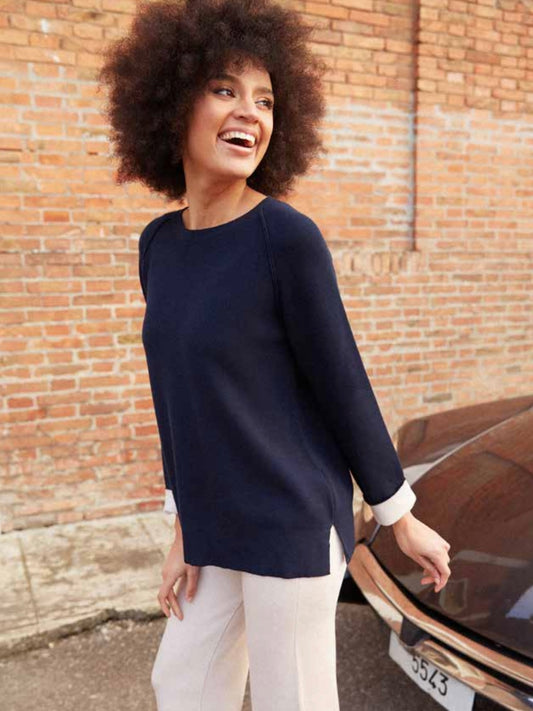 Maglione Flirt Blu bordi in contrasto