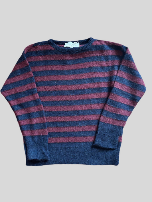 Maglione Chiara Bertani righe blu e vinaccia