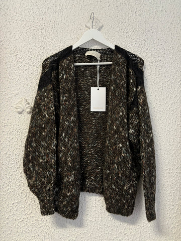 Cardigan Chiara Bertani lungo melange marrone