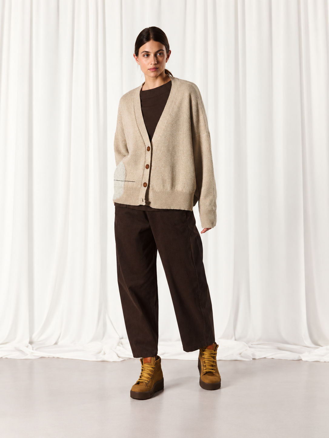 Cardigan TreBarraBi Menta Polia beige