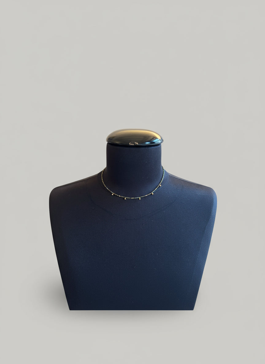 Collana Emmevi pietre verdi e marroni, 5 pallini