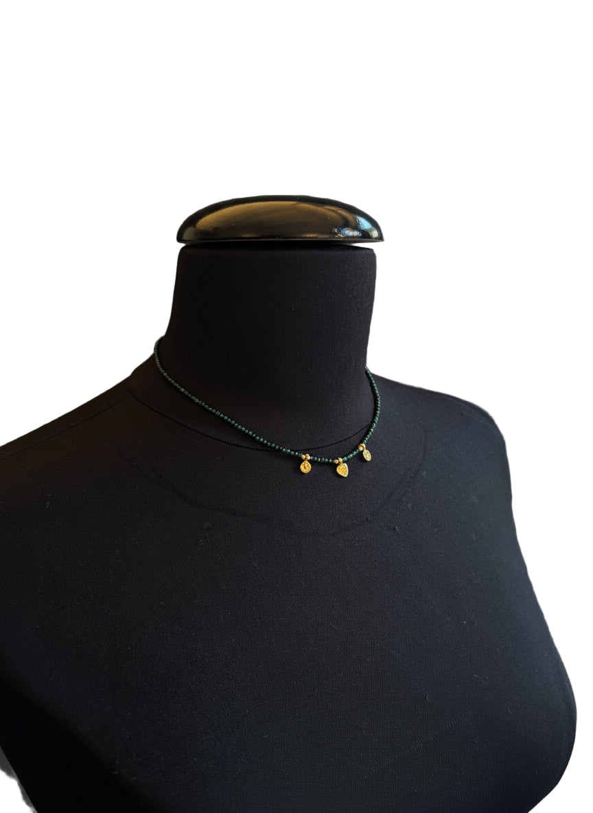 Collana Emmevi pietre verdi tre ciondoli
