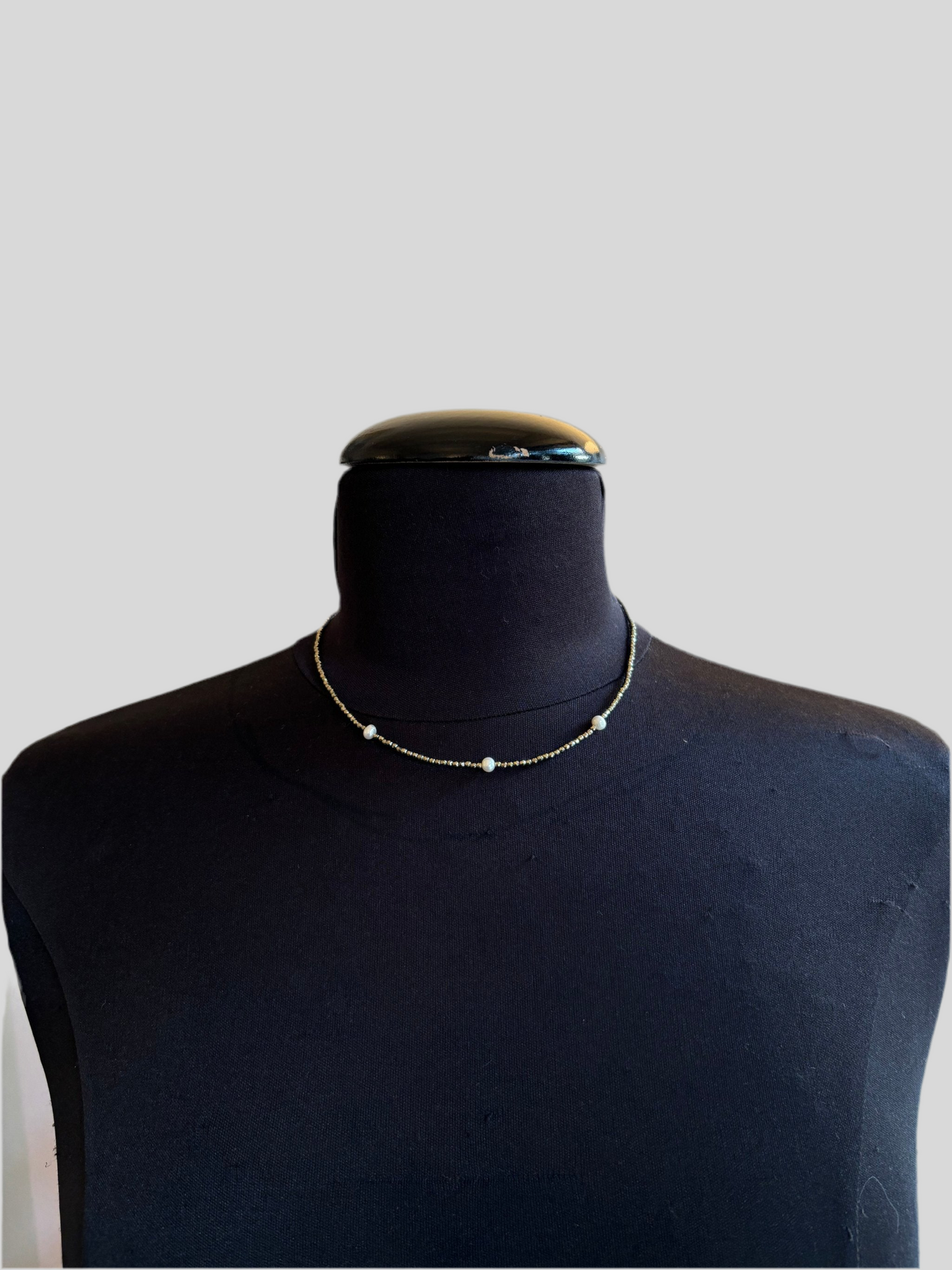 Collana Emmevi tre perle ematite grigia