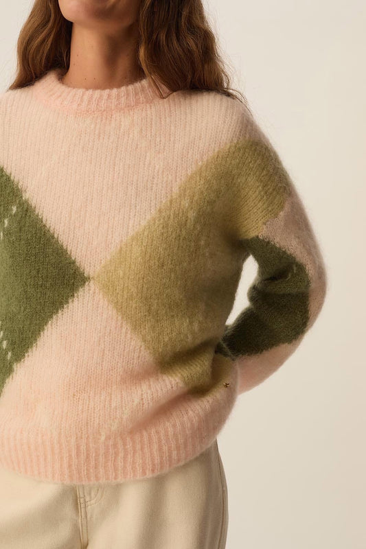Maglione Des Petits Hauts Bretzel argyle poudre