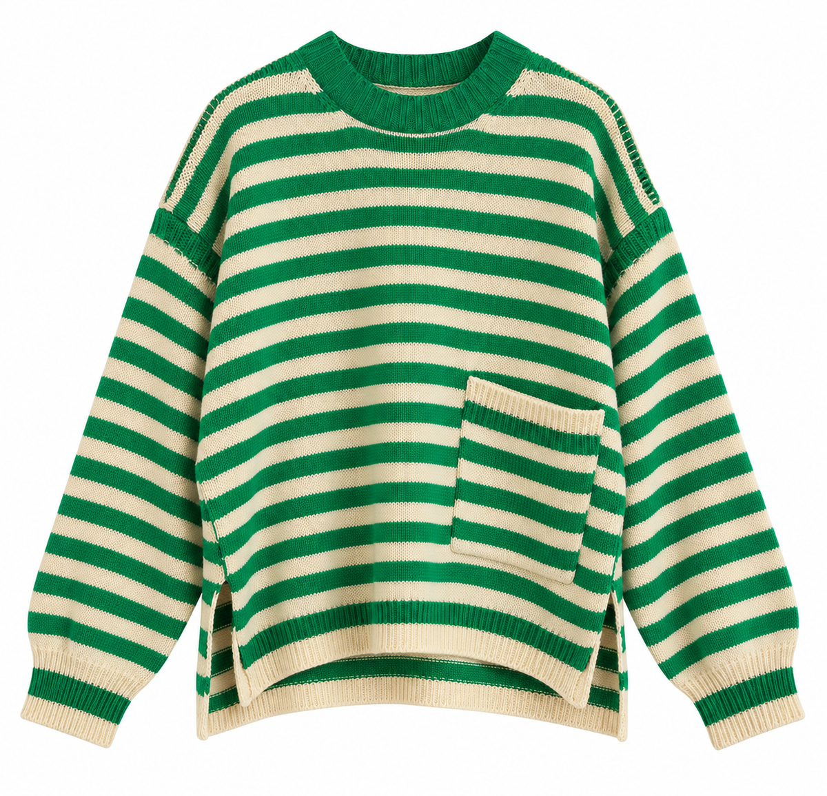 Maglione Laboratorio righe ecru erba