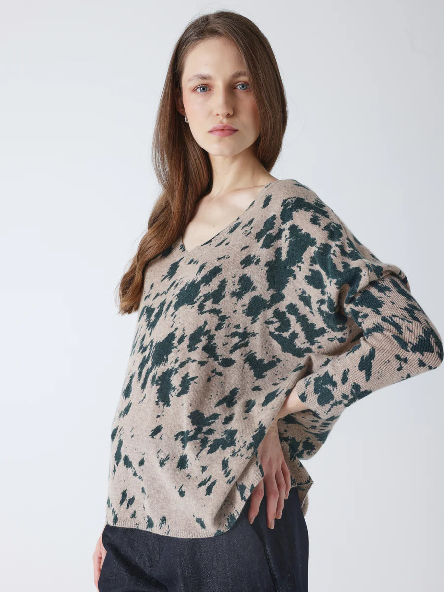 Maglione Absolut Cashmere Camille print chestnut/teal